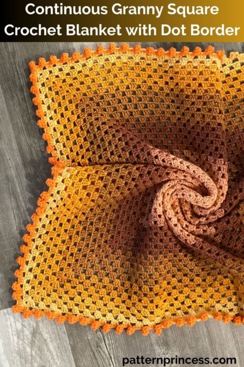 Continuous Granny Square Crochet Blanket with Dot Border Pattern Princess