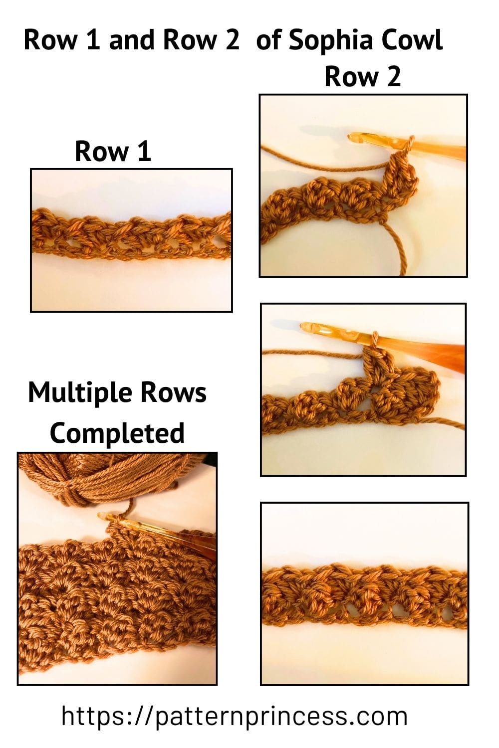 Row 1 and Row 2 of Sophia Cowl