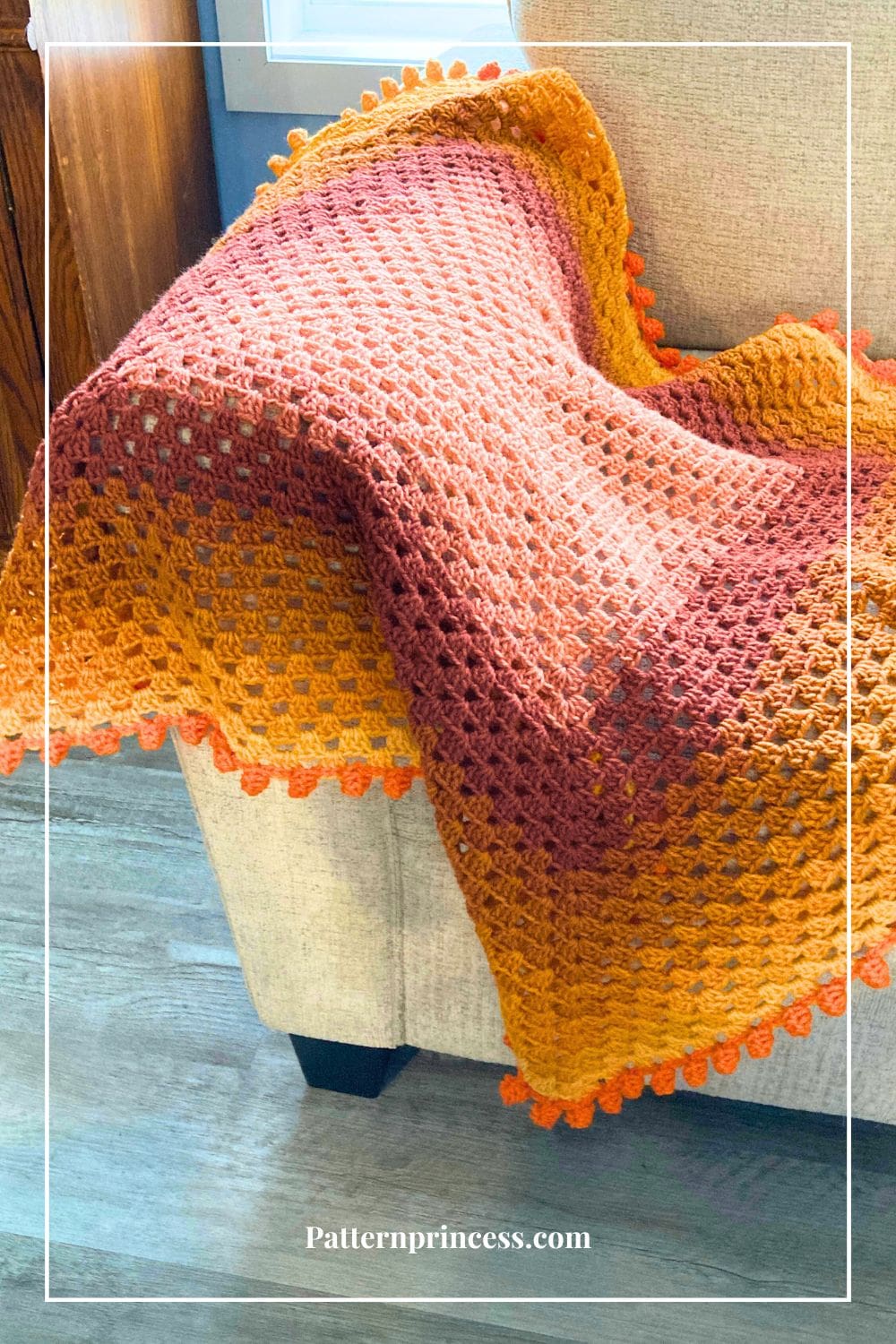 Yarn Cake Granny Square Blanket on Sofa