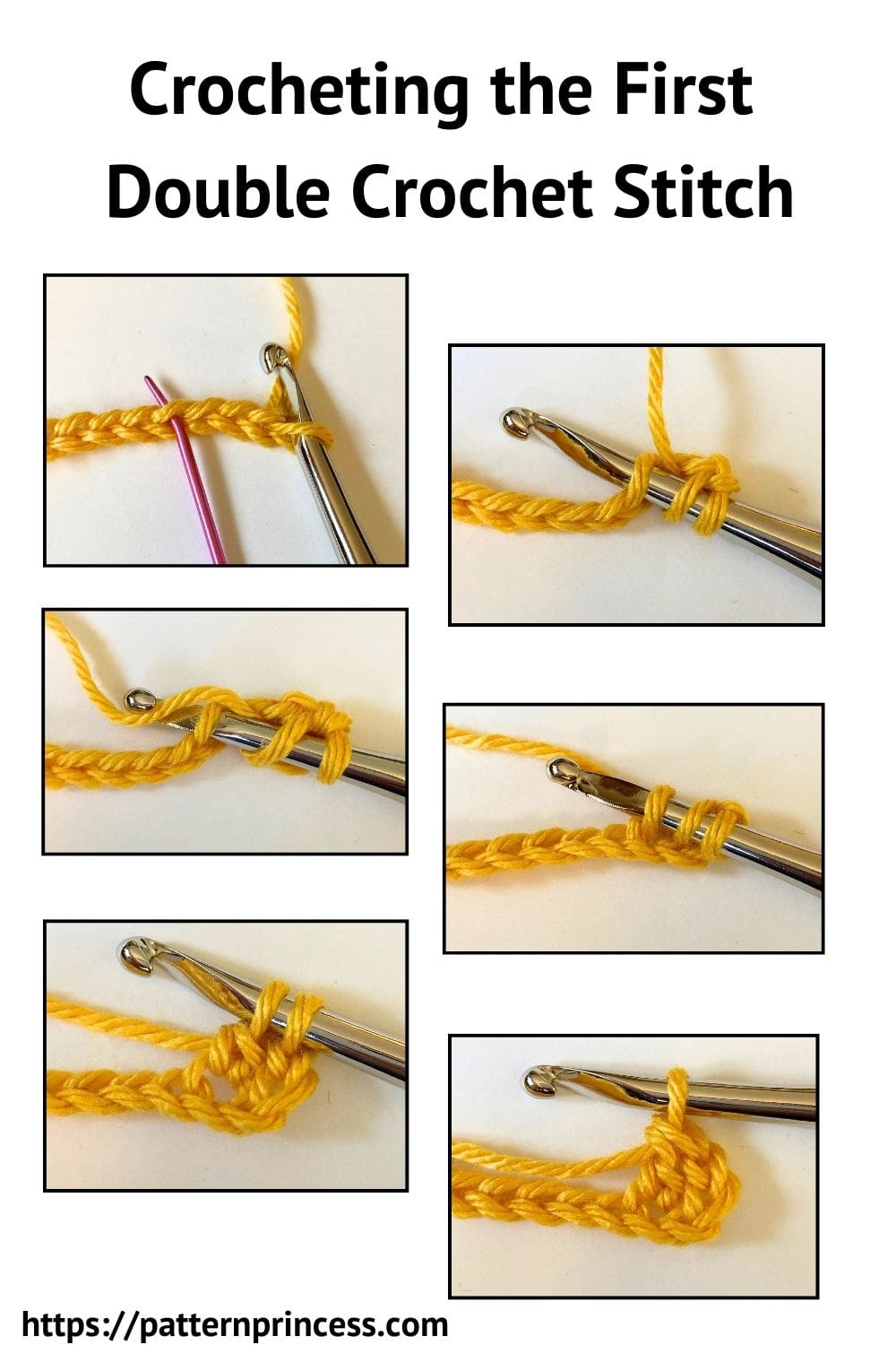 Crocheting the First Double Crochet Stitch