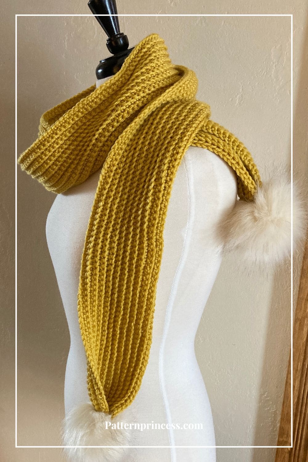 Ribbed Pom Pom Scarf Extra Long