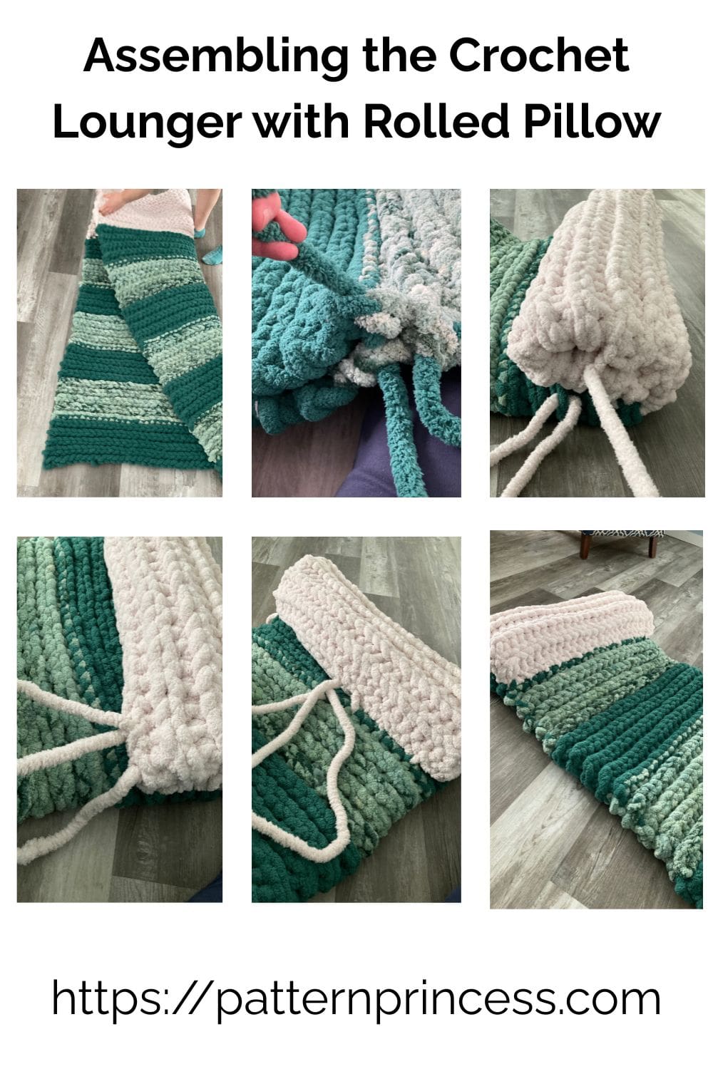 Assembling the Crochet Lounger with Rolled Pillow