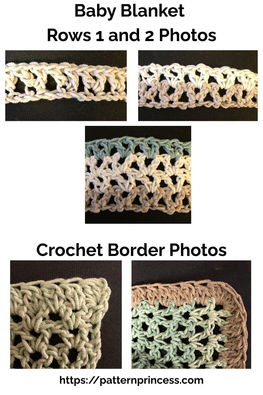 Baby Blanket Rows 1 and 2 and Crochet Border Photos