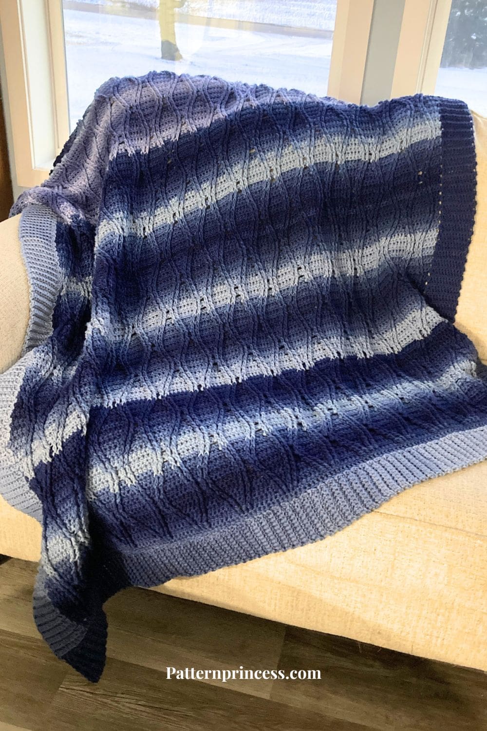 Beautiful Ombre Blanket in Navy Blue on Sofa