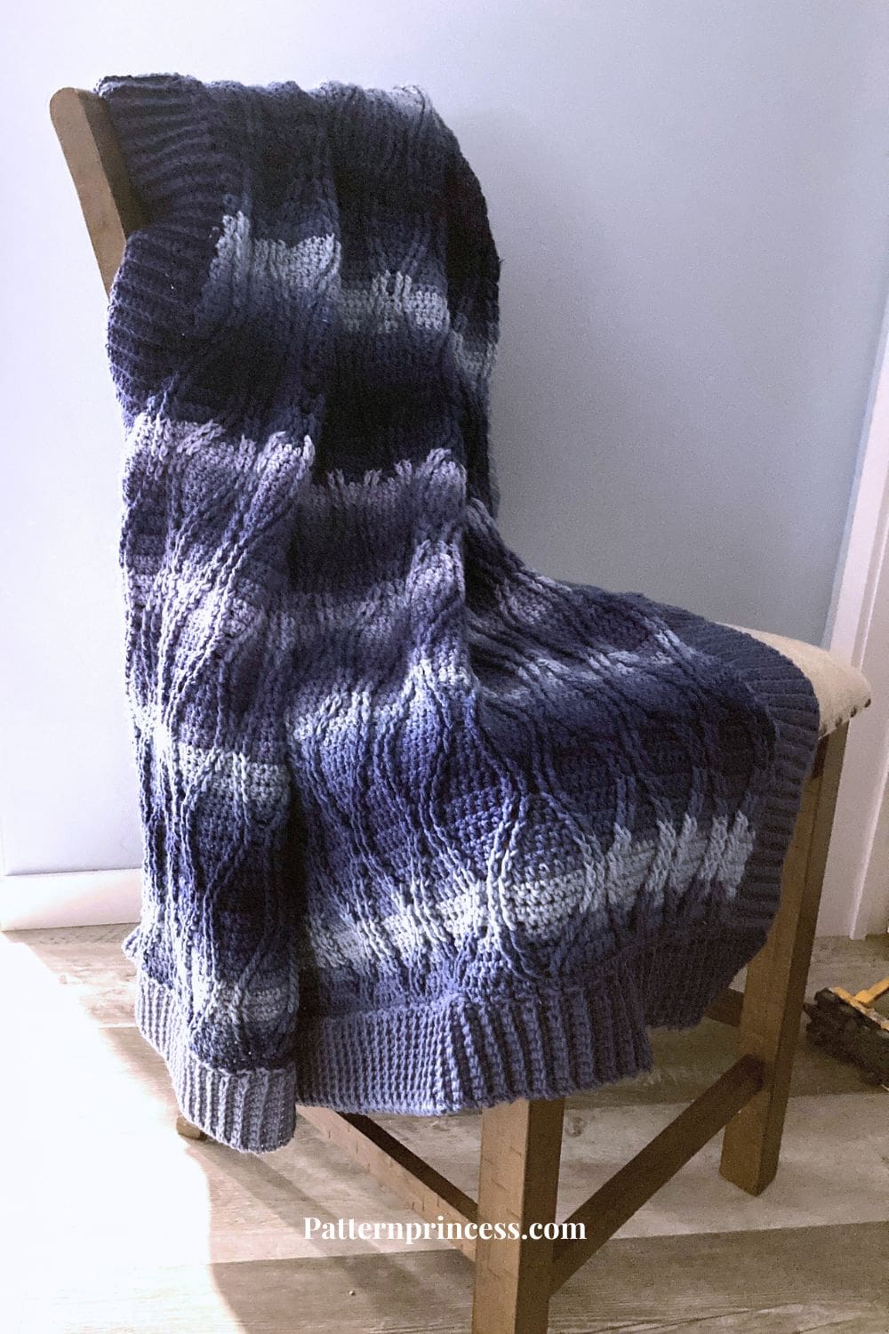 Crochet Cabled Blanket on Chair