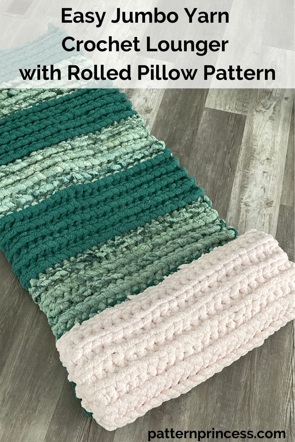 Easy Jumbo Yarn Crochet Lounger with Rolled Pillow Pattern