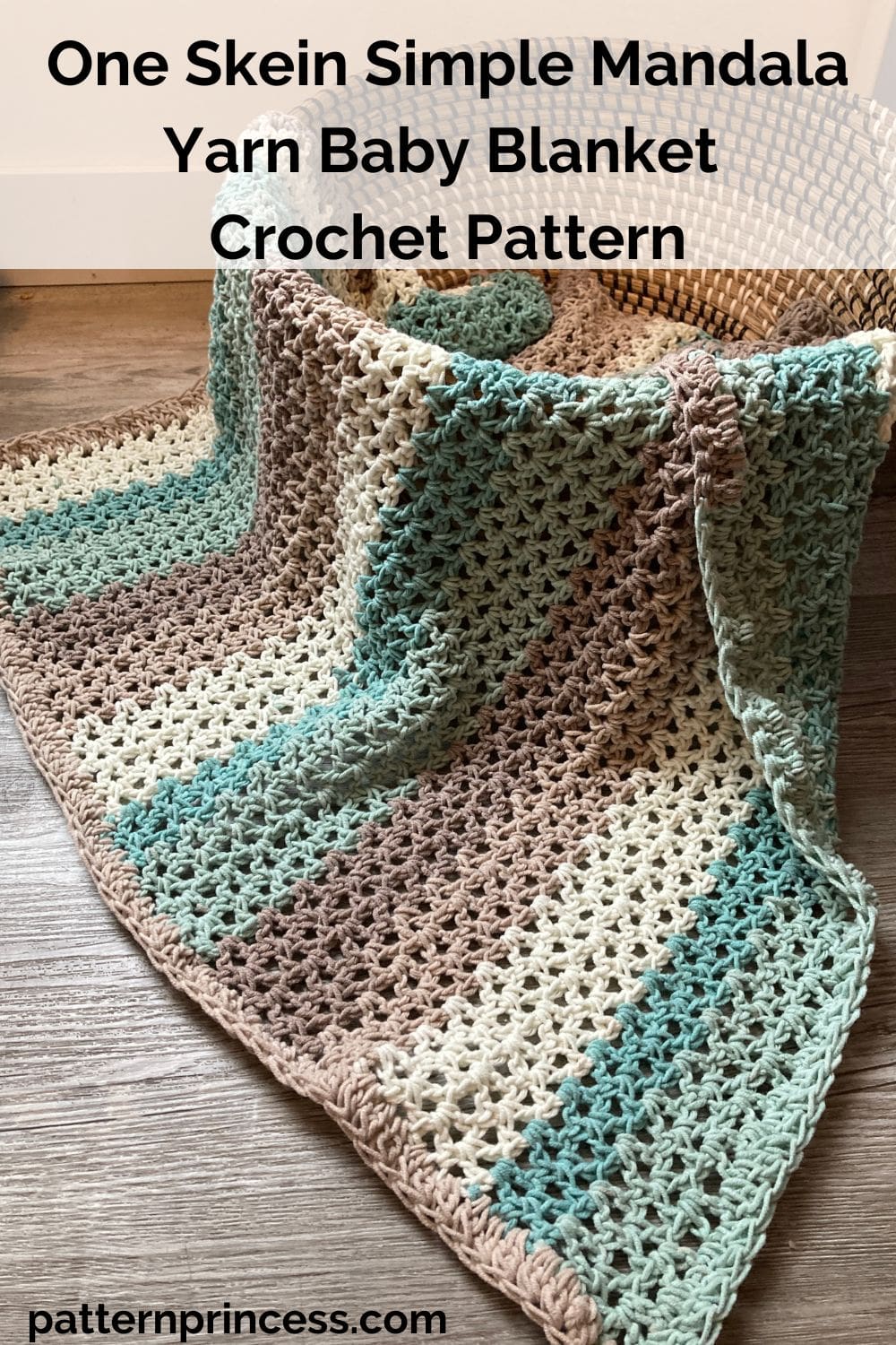 One Skein Simple Mandala Yarn Baby Blanket Crochet Pattern