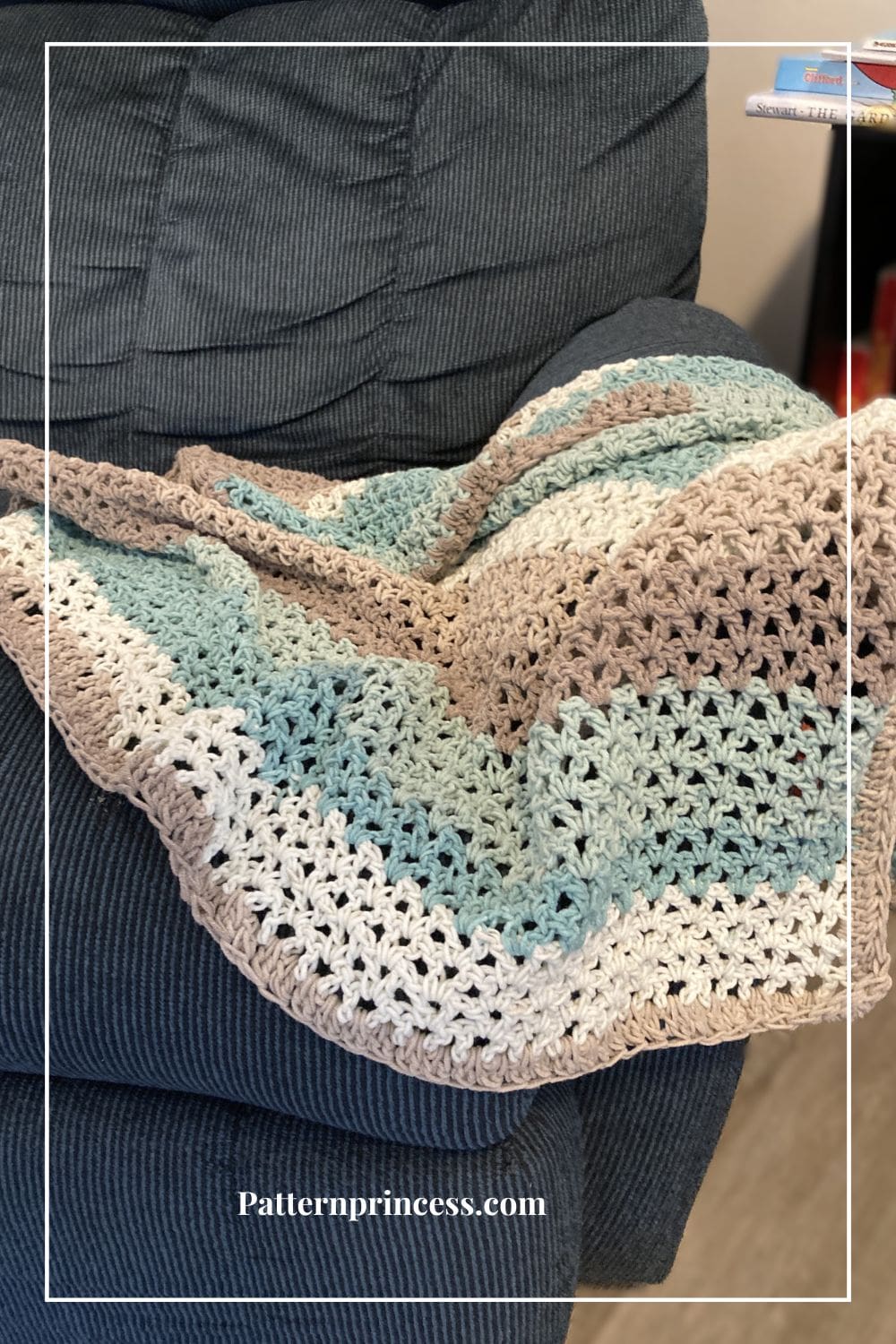 Quick and Easy Striped Crochet Blanket on Chair