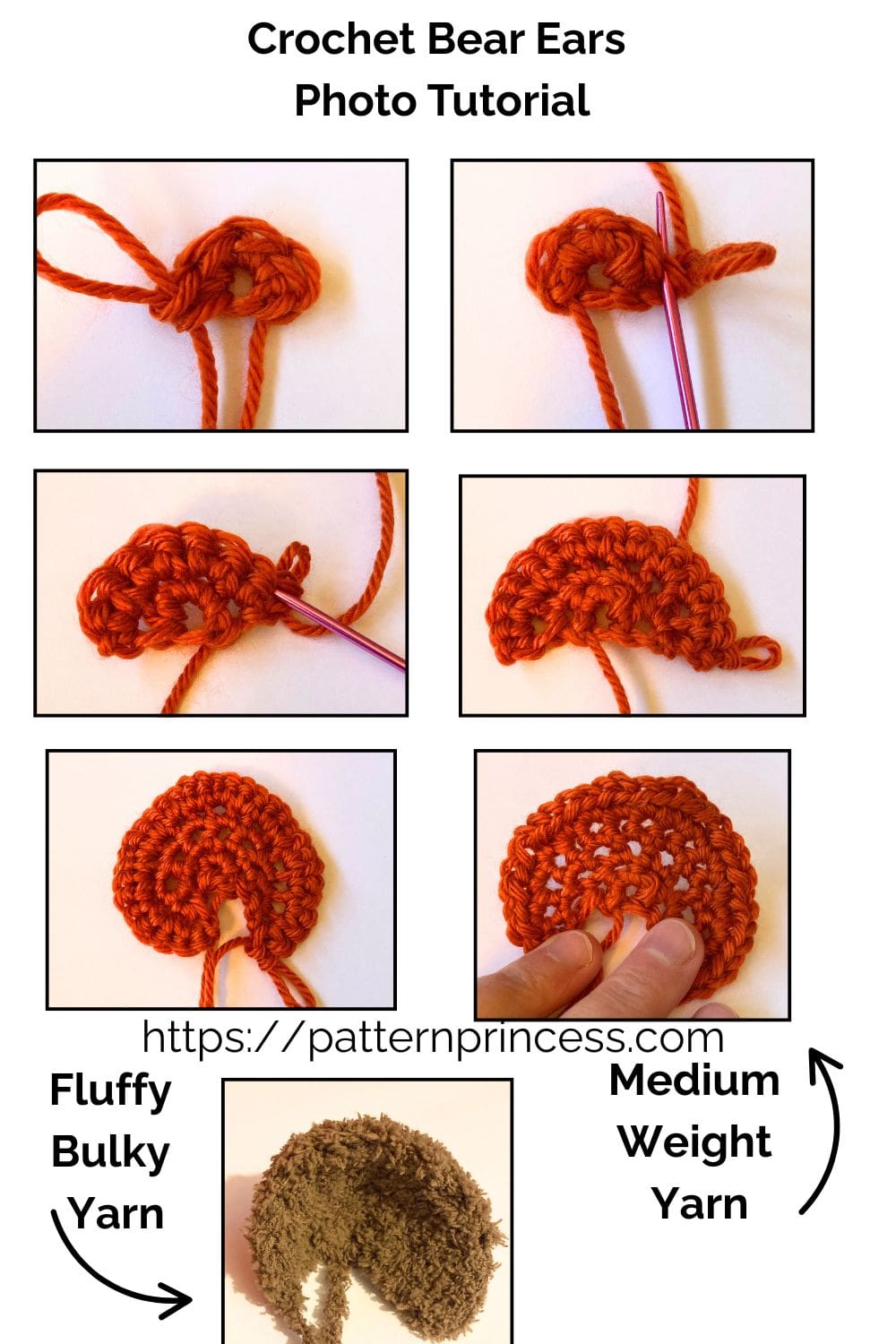 Crochet Bear Ears Photo Tutorial
