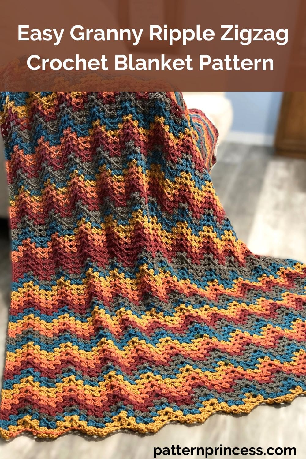 Easy Granny Ripple Zigzag Crochet Blanket Pattern