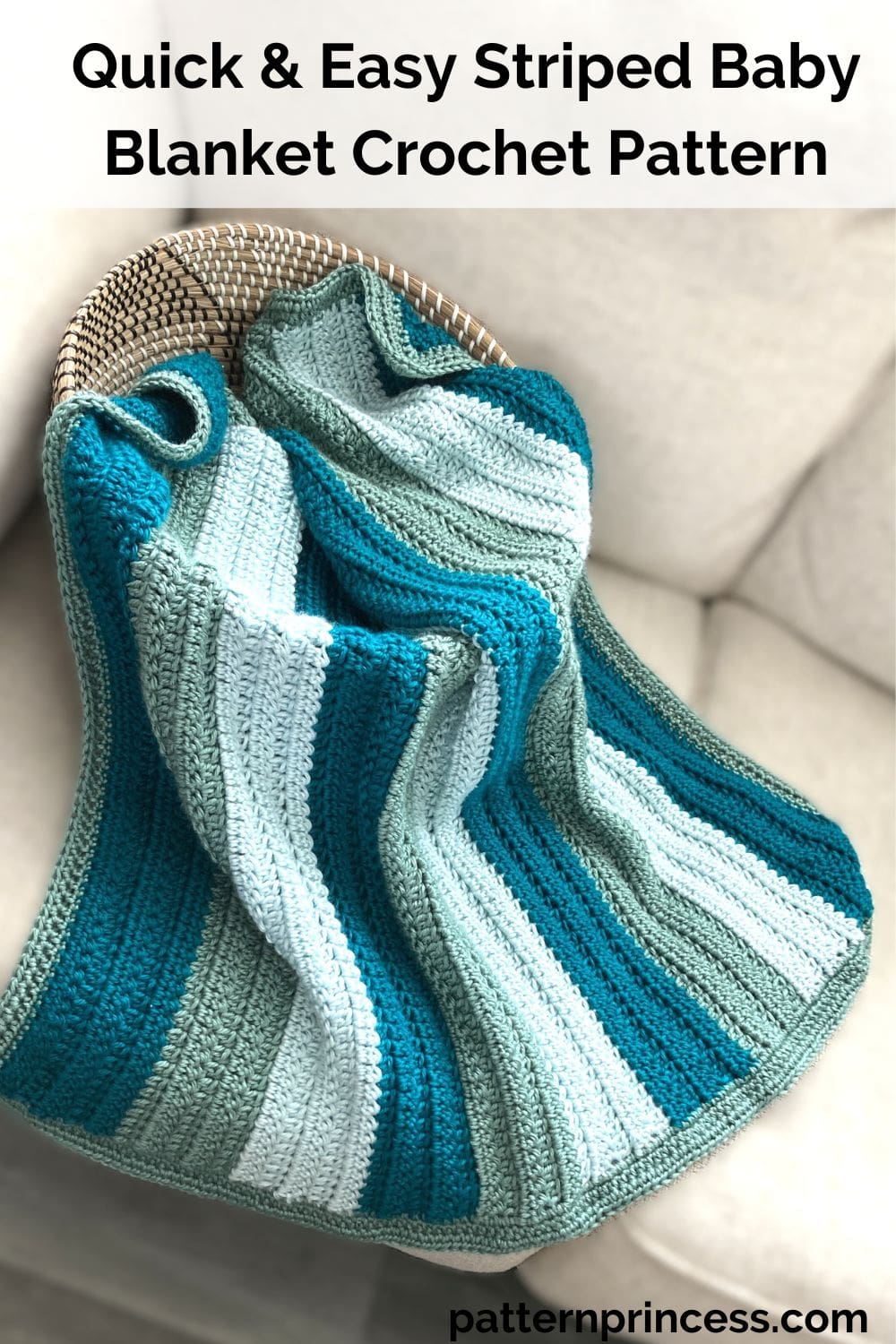 Quick & Easy Striped Baby Blanket Crochet Pattern
