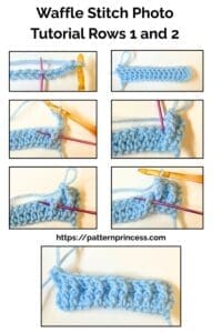Waffle Stitch Photo Tutorial Rows 1 and 2