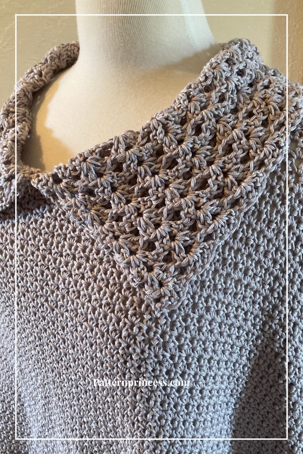 Close up of Crochet Collar Using Iris Stitch