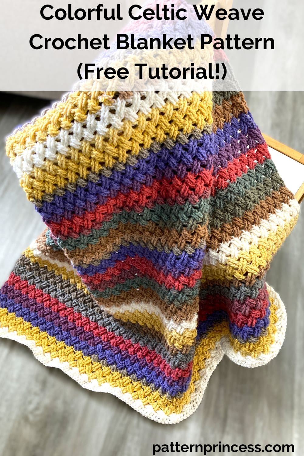 Colorful Celtic Weave Crochet Blanket Pattern (Free Tutorial!)