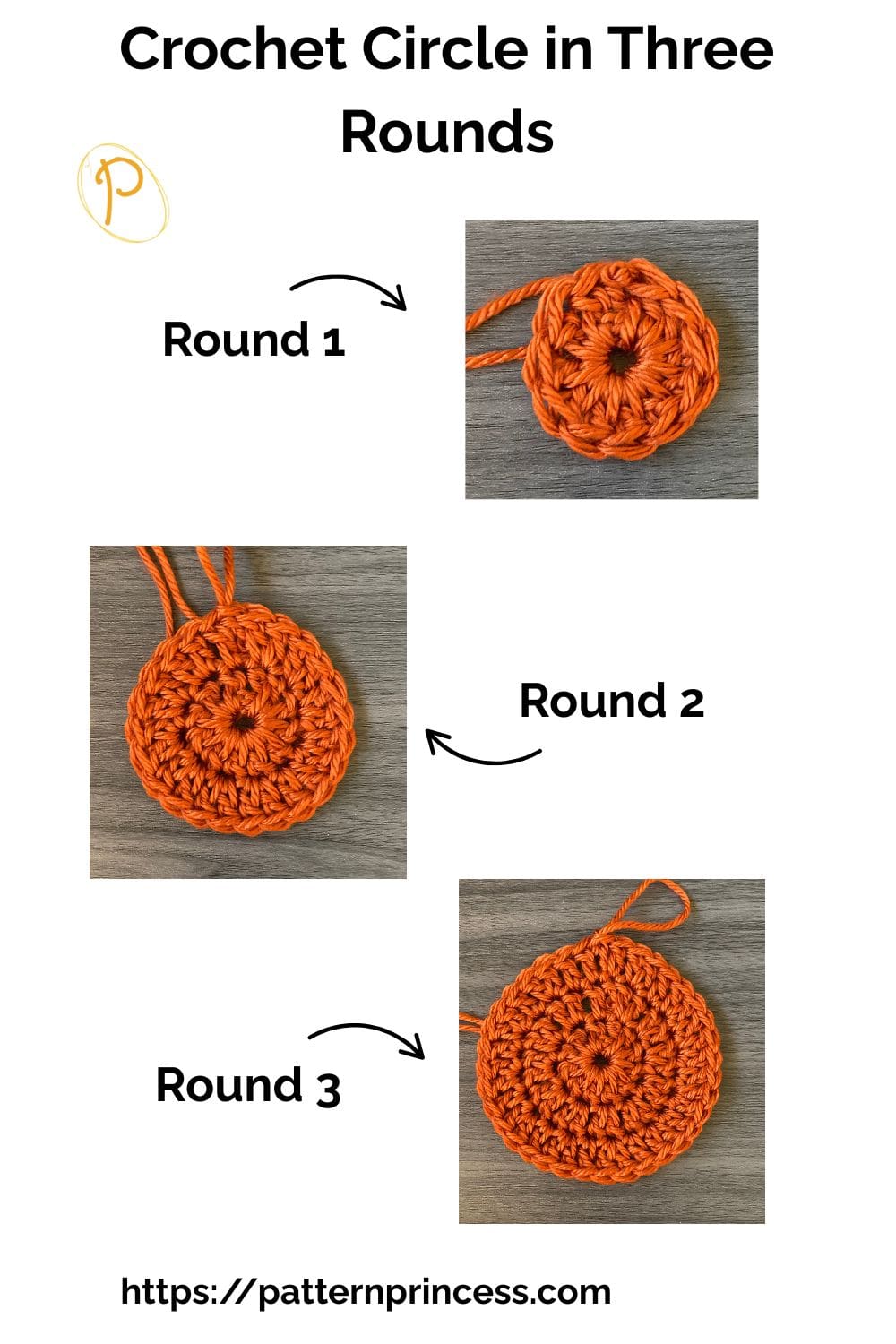 Crochet Circle in Three Rounds
