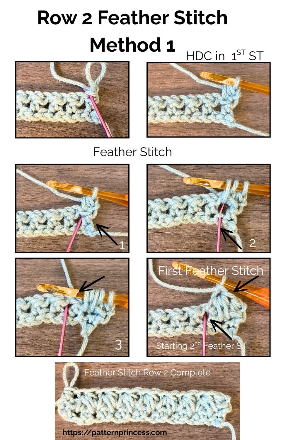 Row 2 Feather Stitch Method 1
