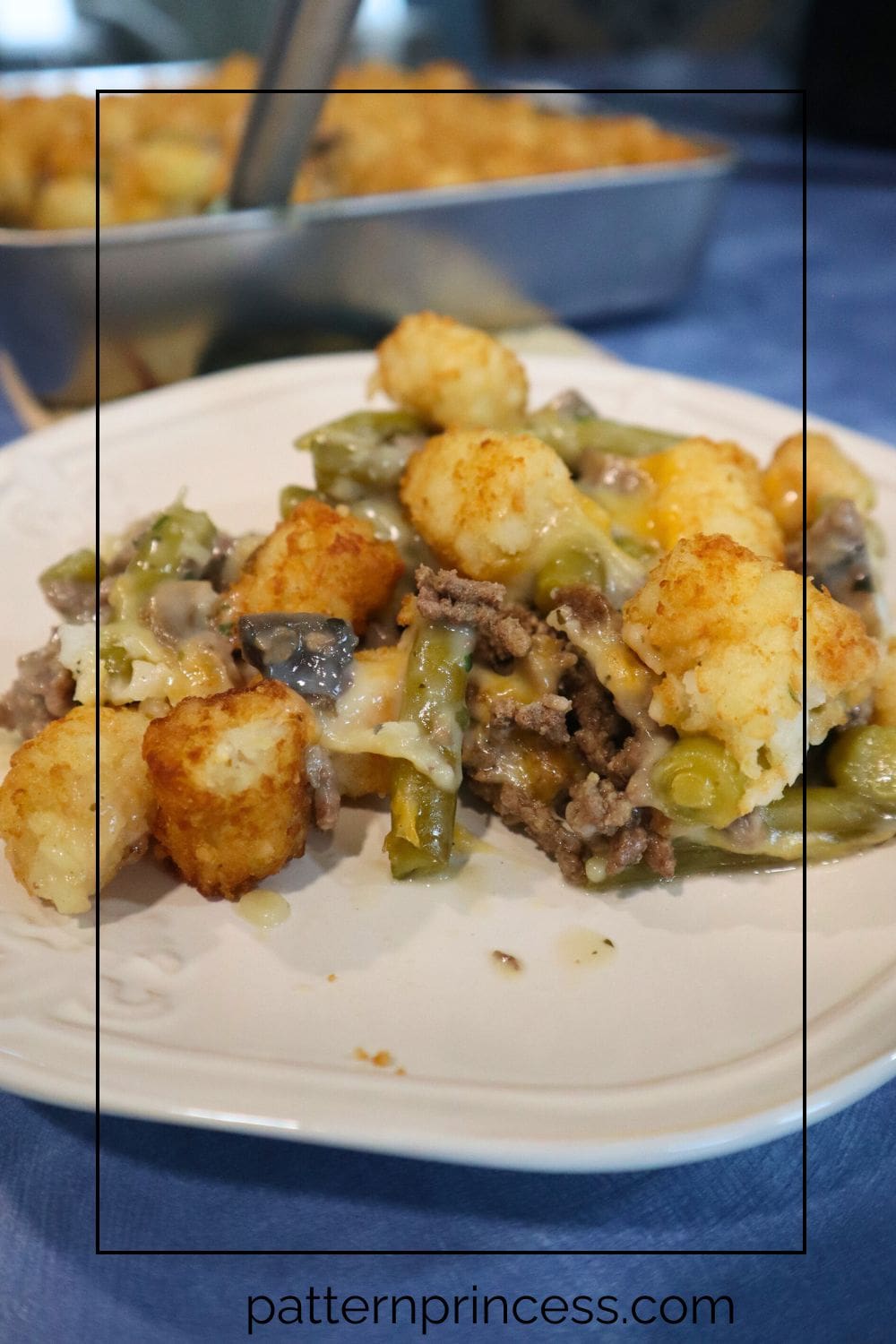Easy Hamburger with Tater Tots Hot Dish Served