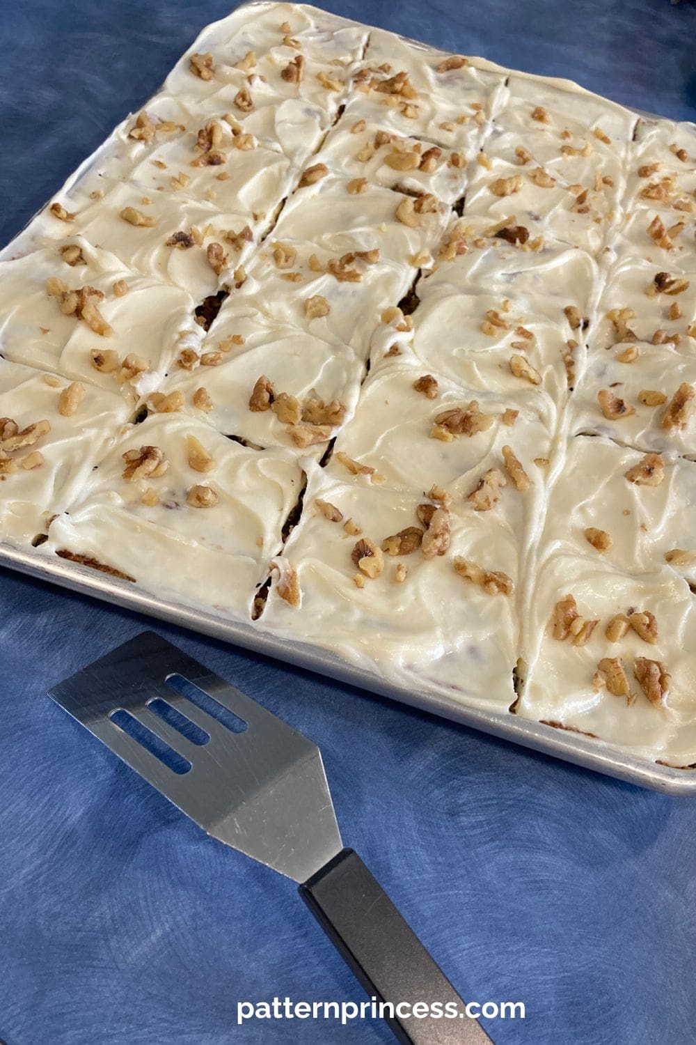 Pan of Carrot Cake Bars Ready to Serve