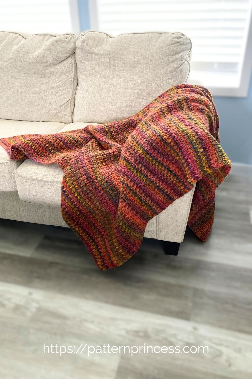 Beautiful Fall Colored Throw Blanket on Sofa