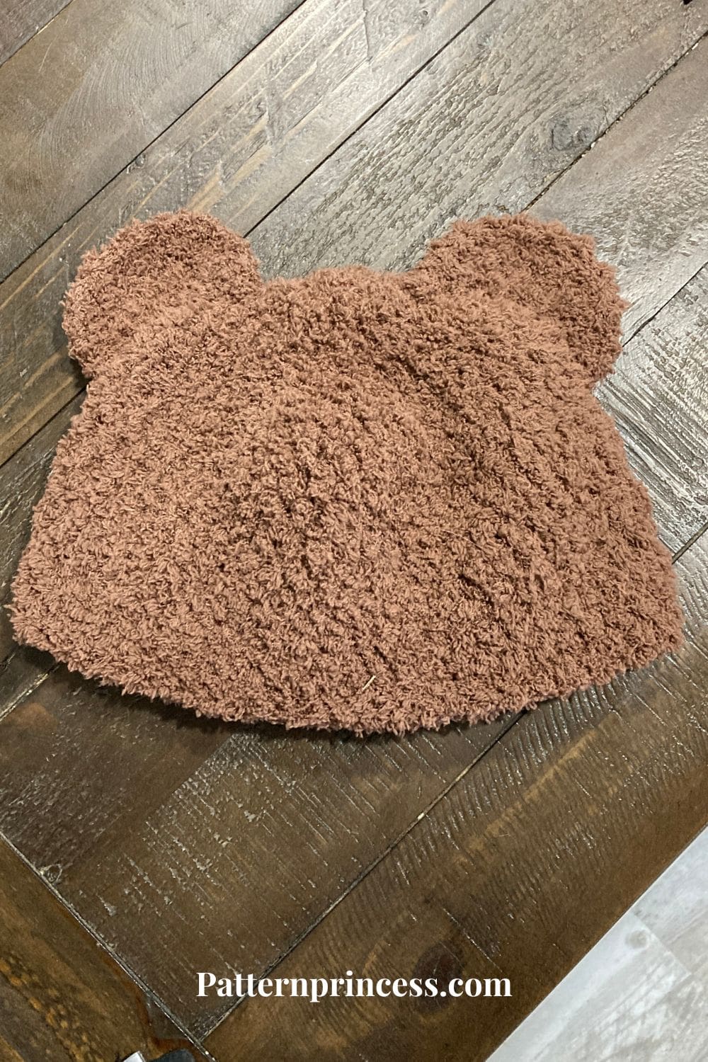 Crochet Bear Beanie Laying Flat