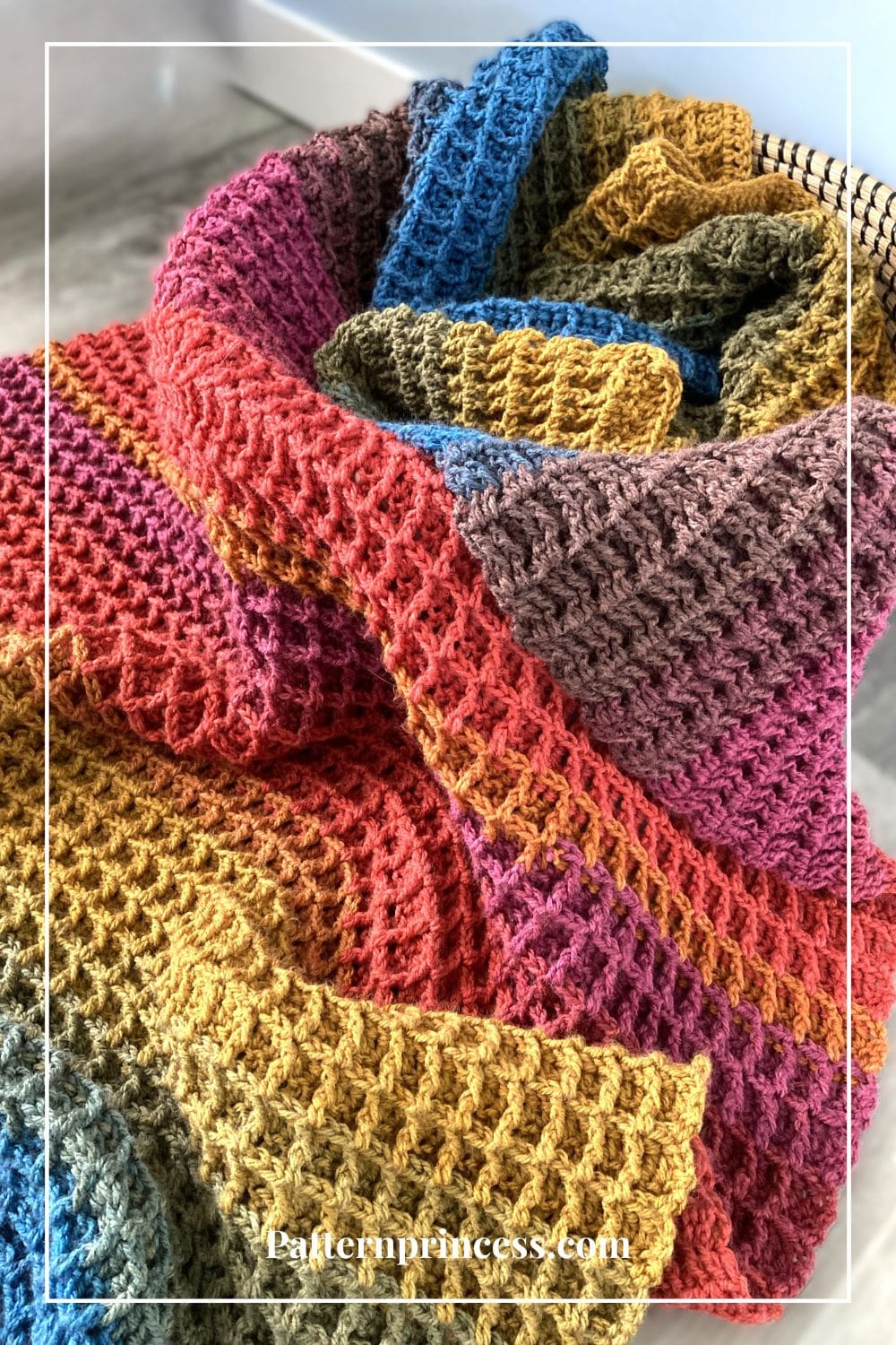 Waffle Stitch Blanket in 5 Sizes Close Up