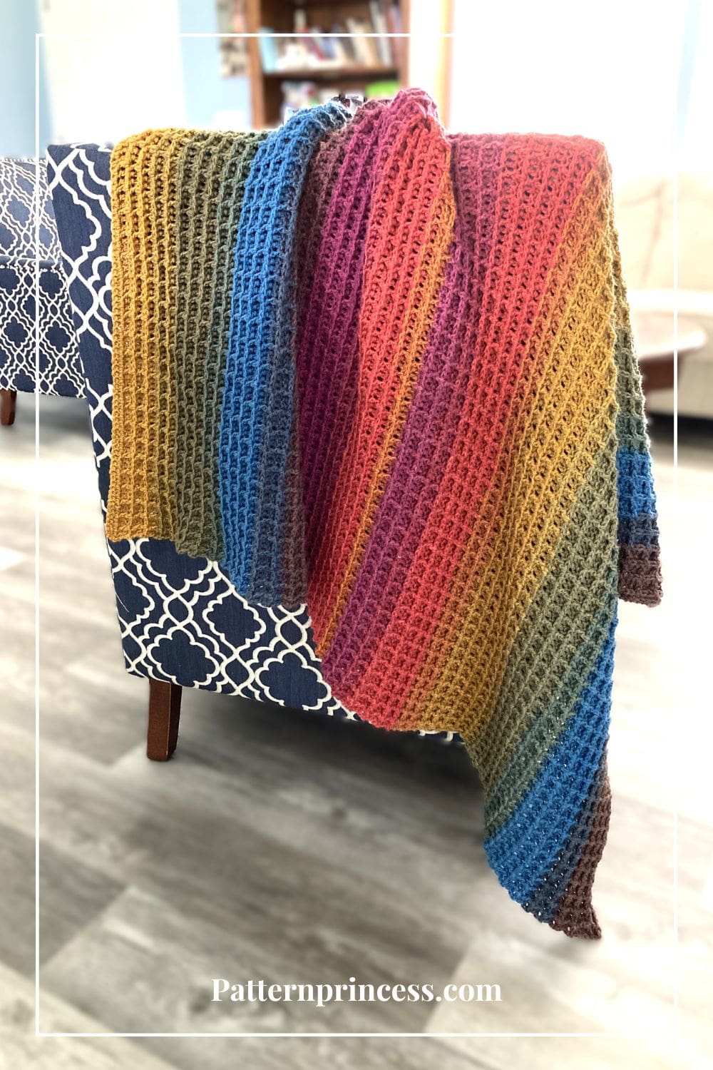 Waffle Stitch Throw Draped on Chair