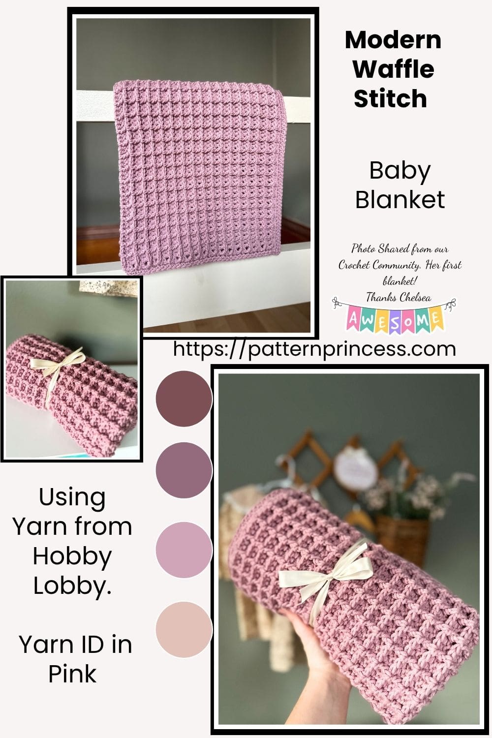 Baby Blanket Crochet Pattern Using the Waffle Stitch