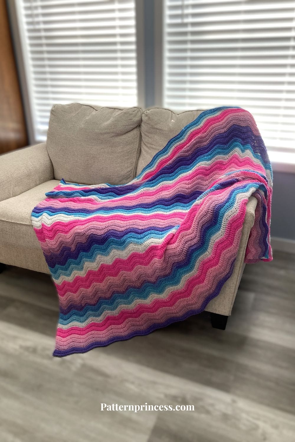 Beautiful Blanket Draped Over Sofa with Wavy Ripples