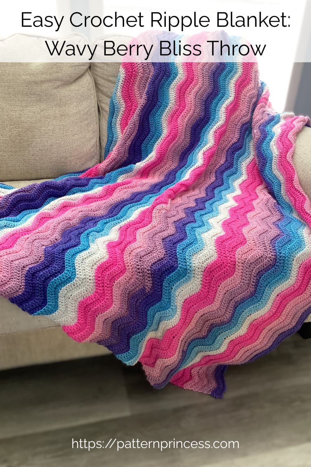 Easy Crochet Ripple Blanket Wavy Berry Bliss Throw