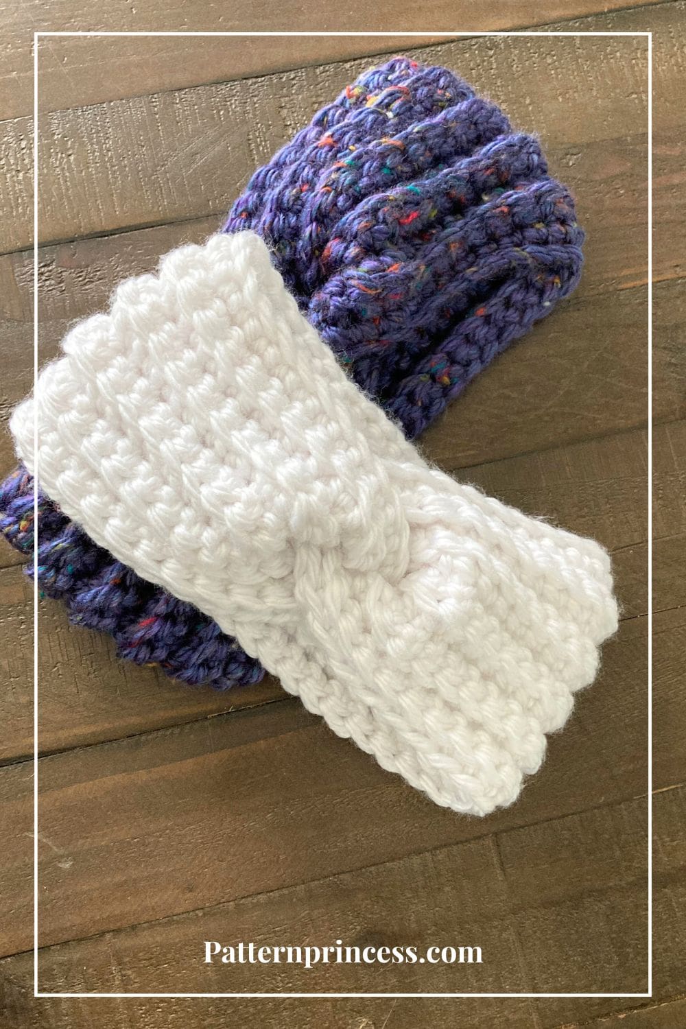 Tweed and White Chunky Ear Warmers