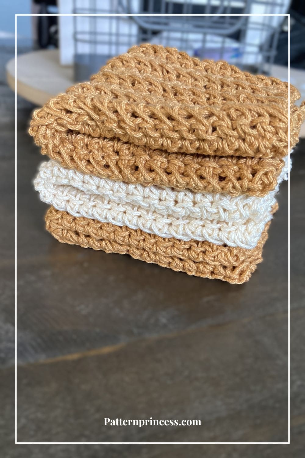 Textured Crochet Dishcloths Folded and Stacked