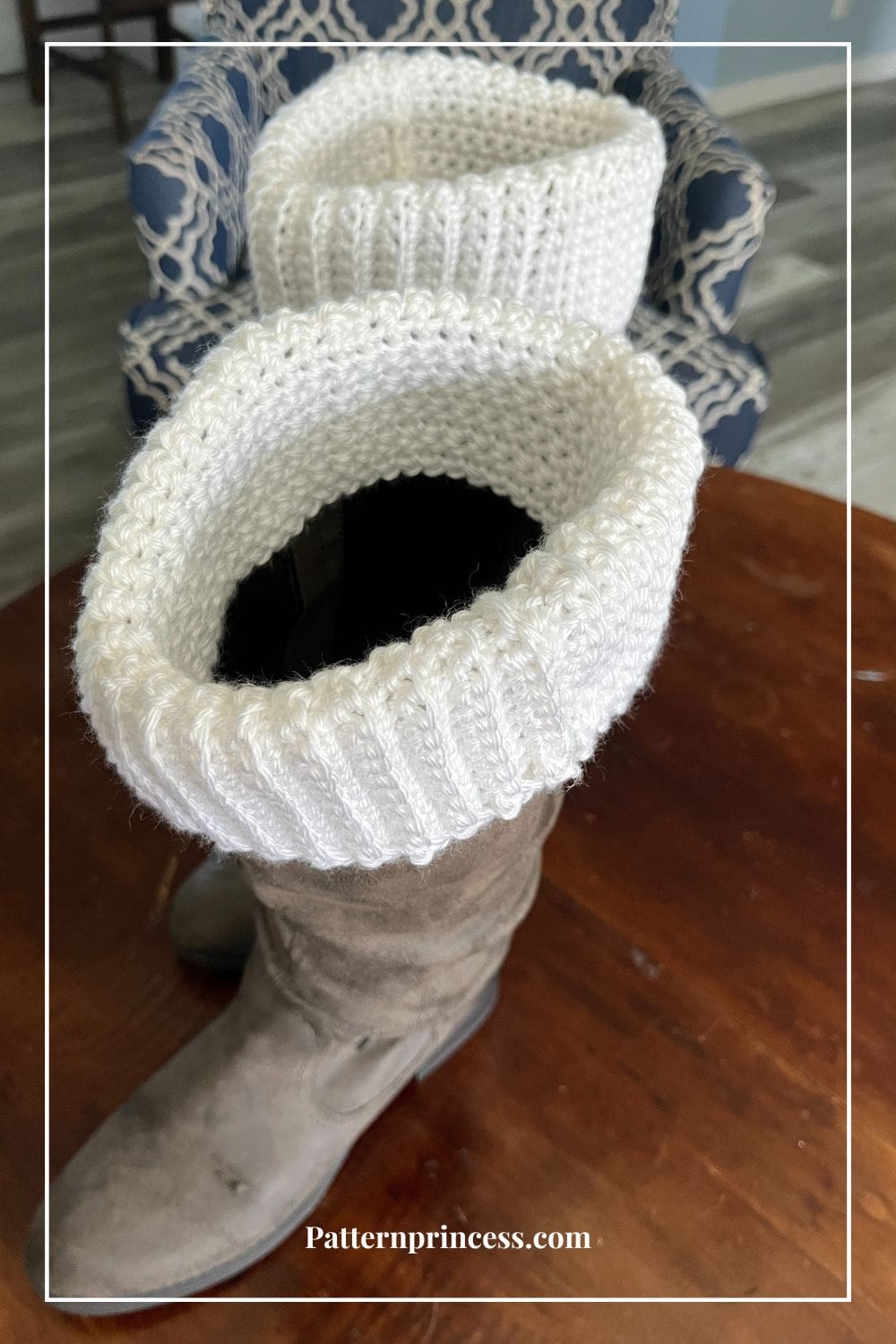 Top View of Crochet Boot Cuffs