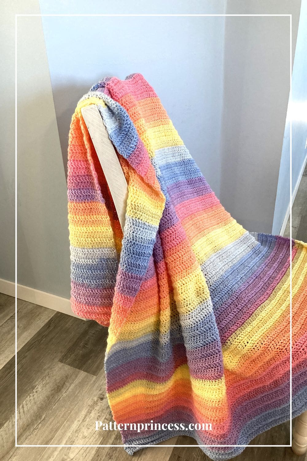 Beautiful pastel striped throw on chair