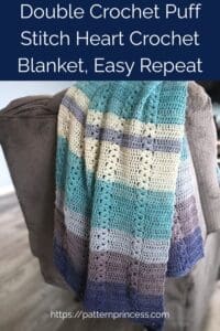 Double Crochet Puff Stitch Heart Crochet Blanket, Easy Repeat