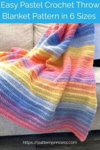 Easy Pastel Crochet Throw Blanket Pattern in 6 Sizes