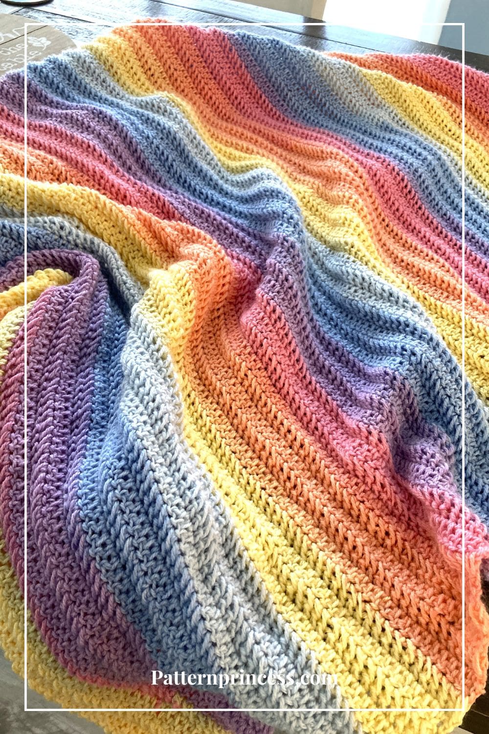beautiful gentle ridges on crochet blanket in pastel