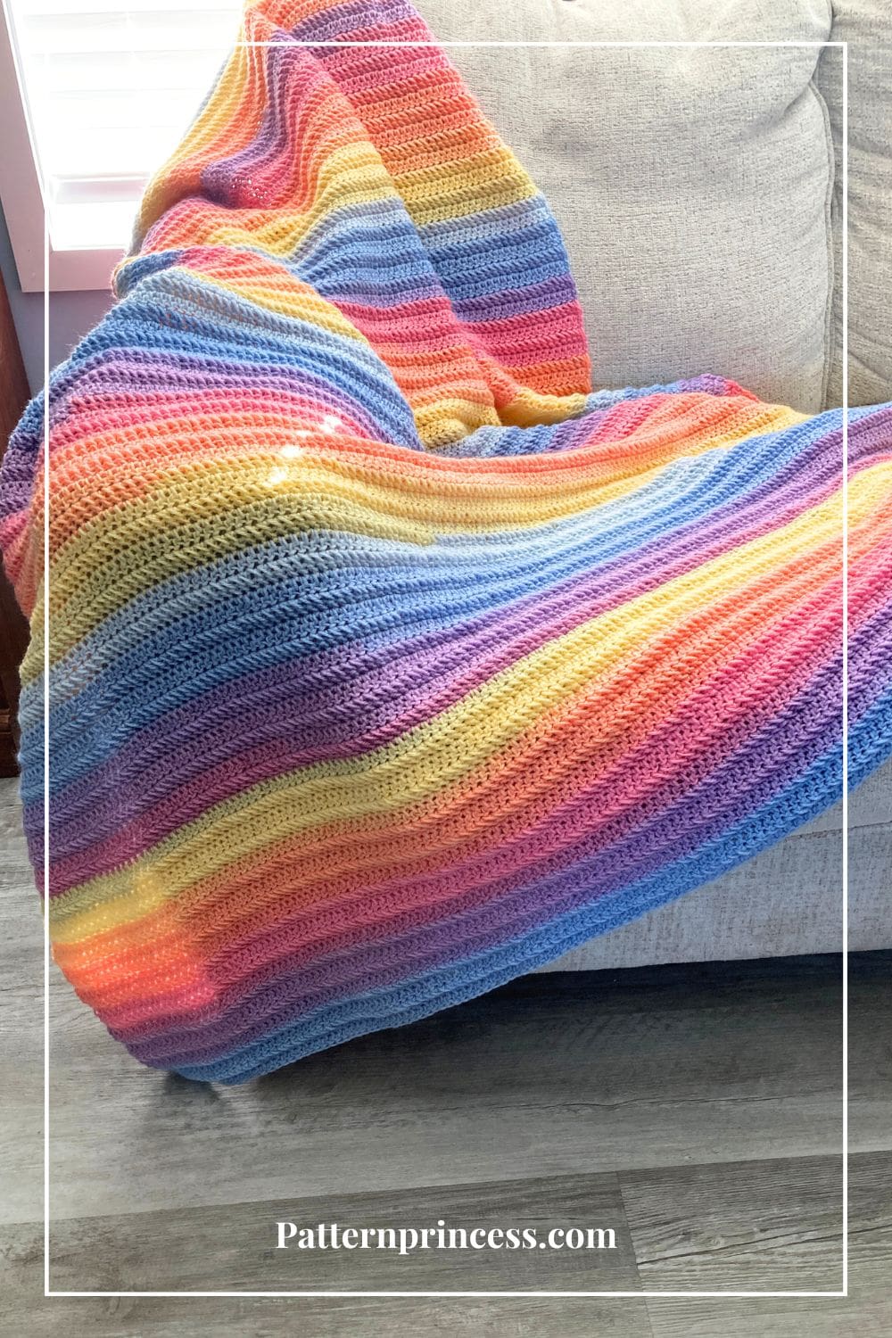 beginner friendly lightweight pastel blanket on sofa