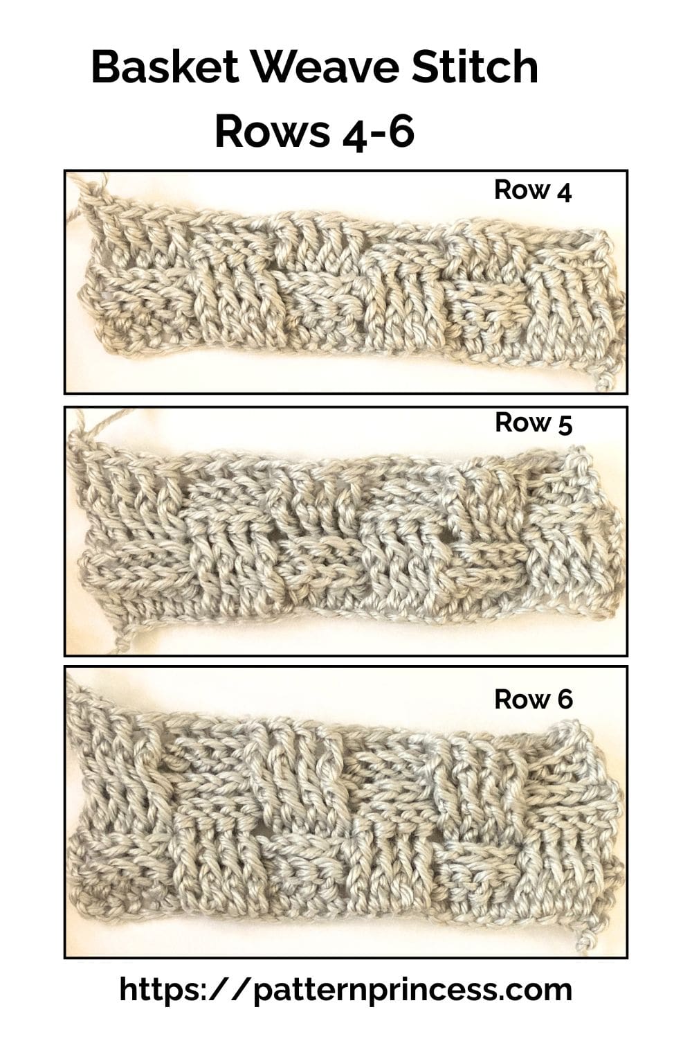 Basket Weave Stitch Rows 4-6