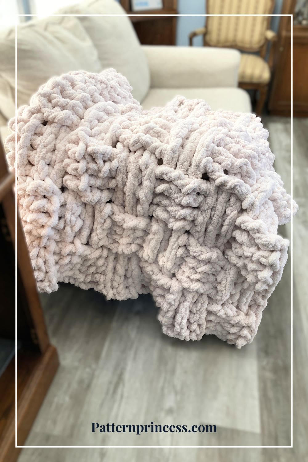 Plush Basket Weave Chunky Yarn Crochet Blanket