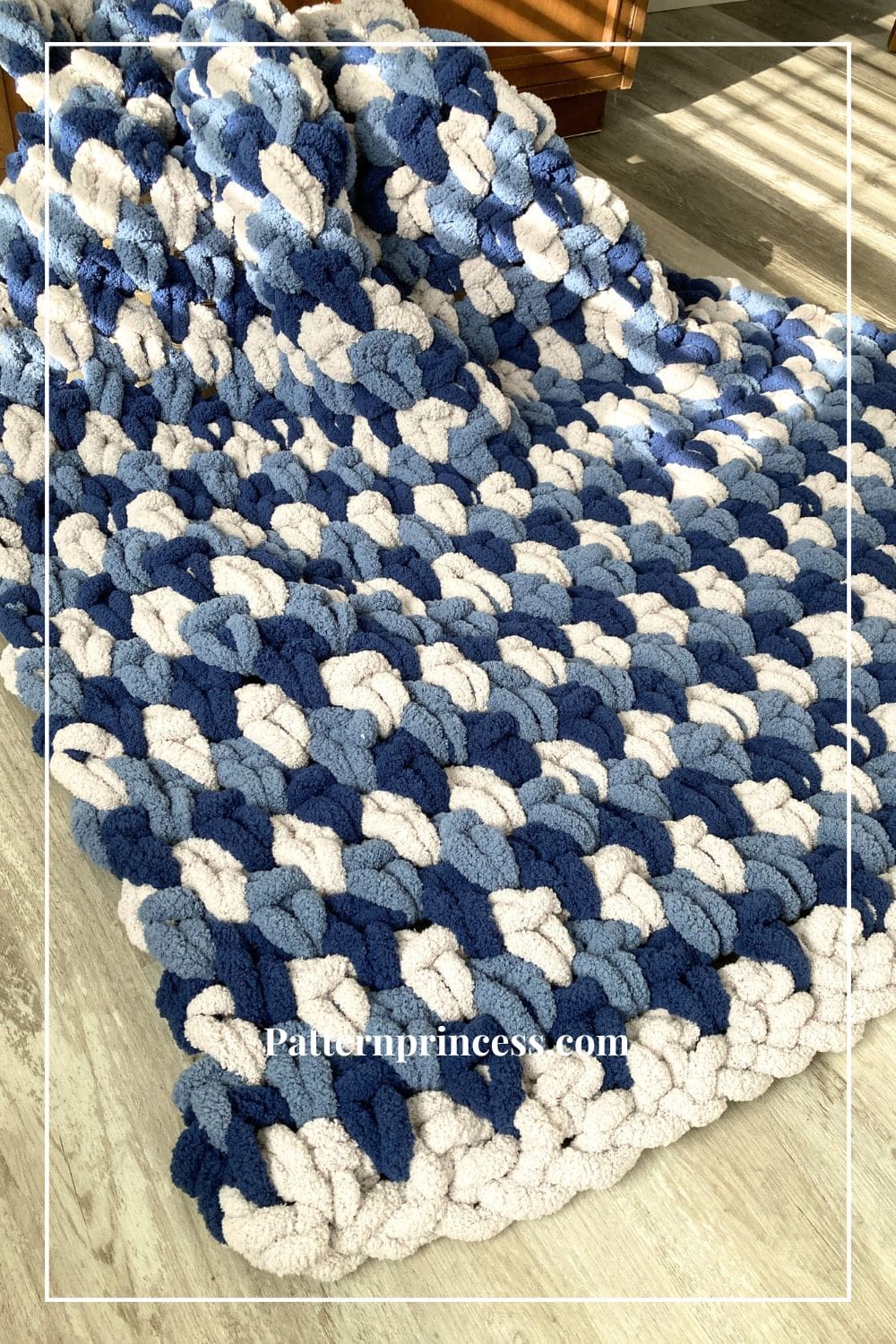 Chunky Yarn Blanket with Linen Stitch