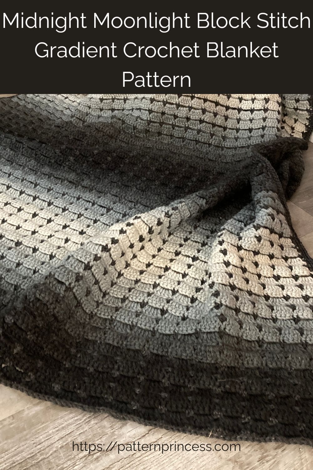 Midnight Moonlight Block Stitch Gradient Crochet Blanket Pattern