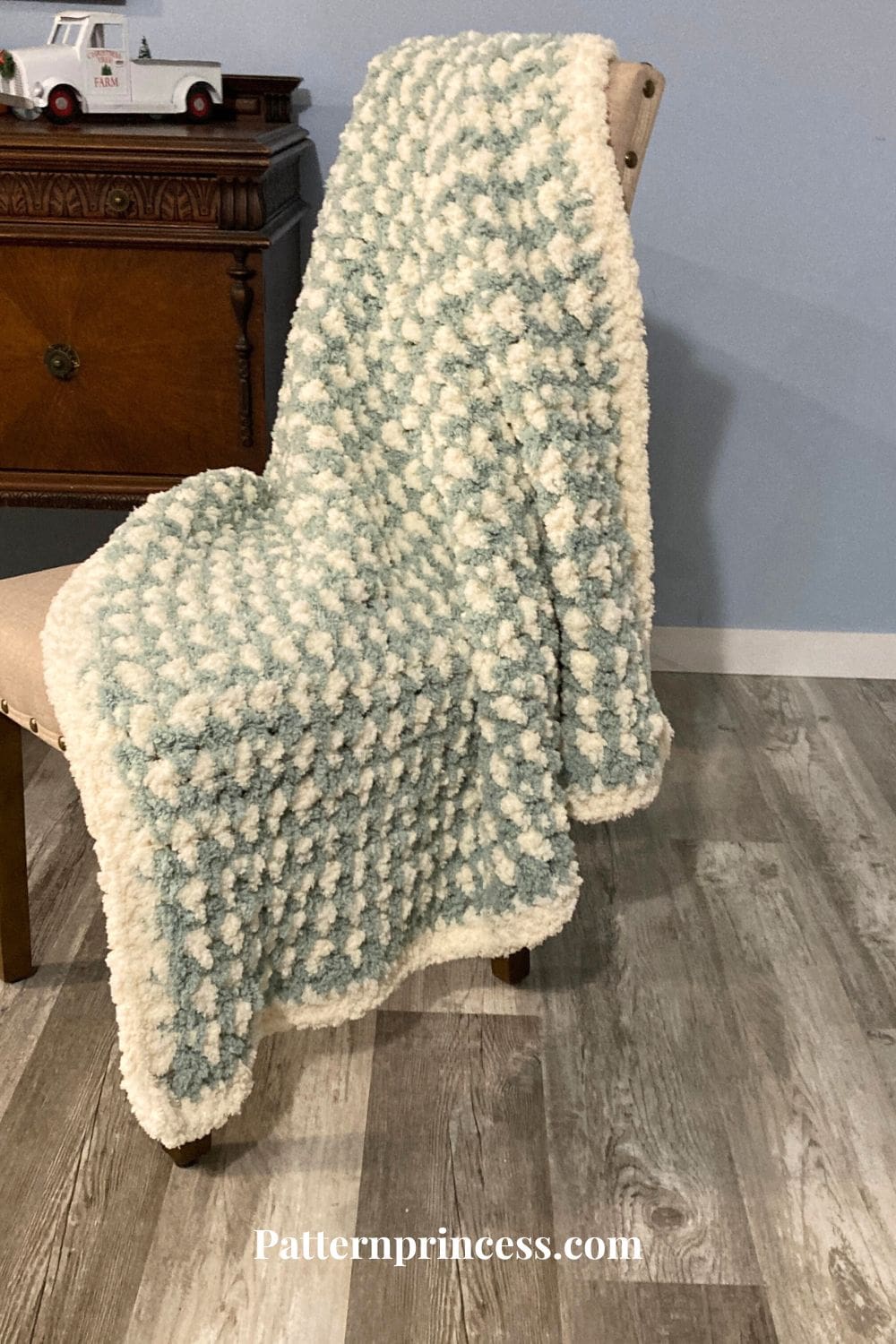 plush chunky blanket draped on chair