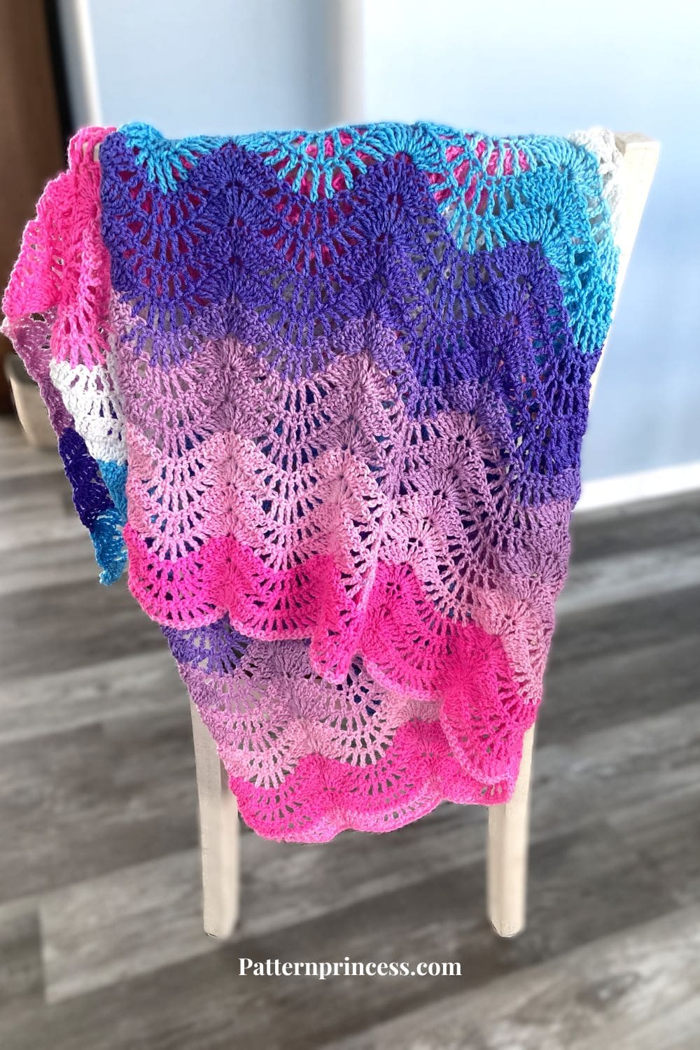 Waves of Love Baby Blanket on Chair