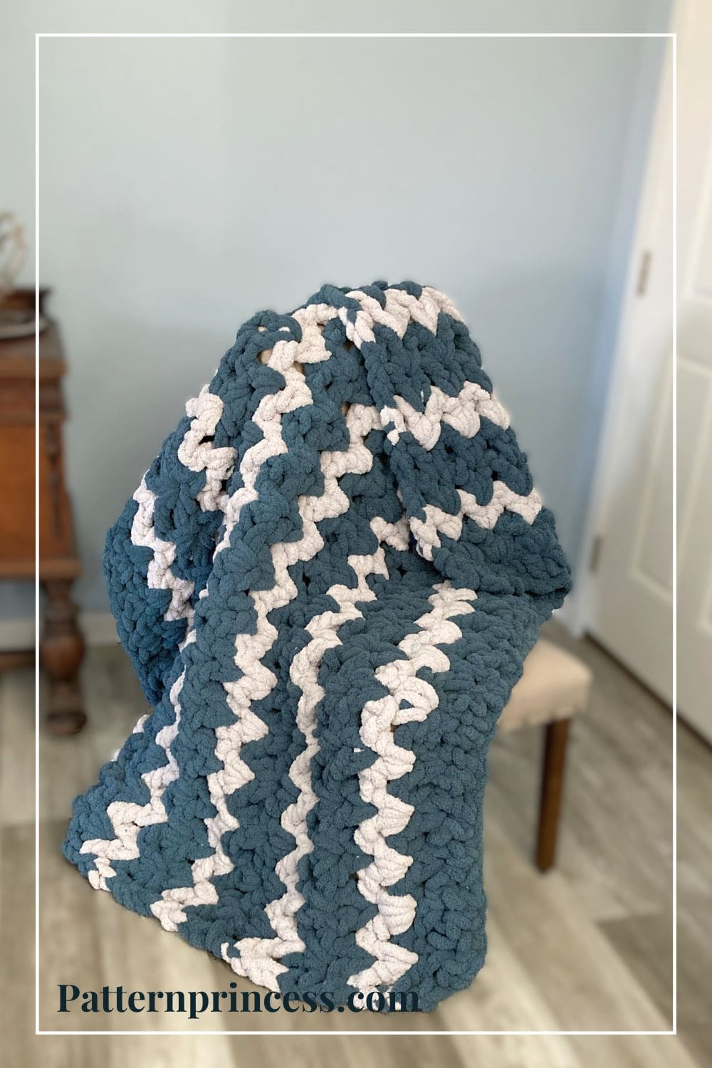 Beautiful Zig Zag Chunky Blanket on Chair