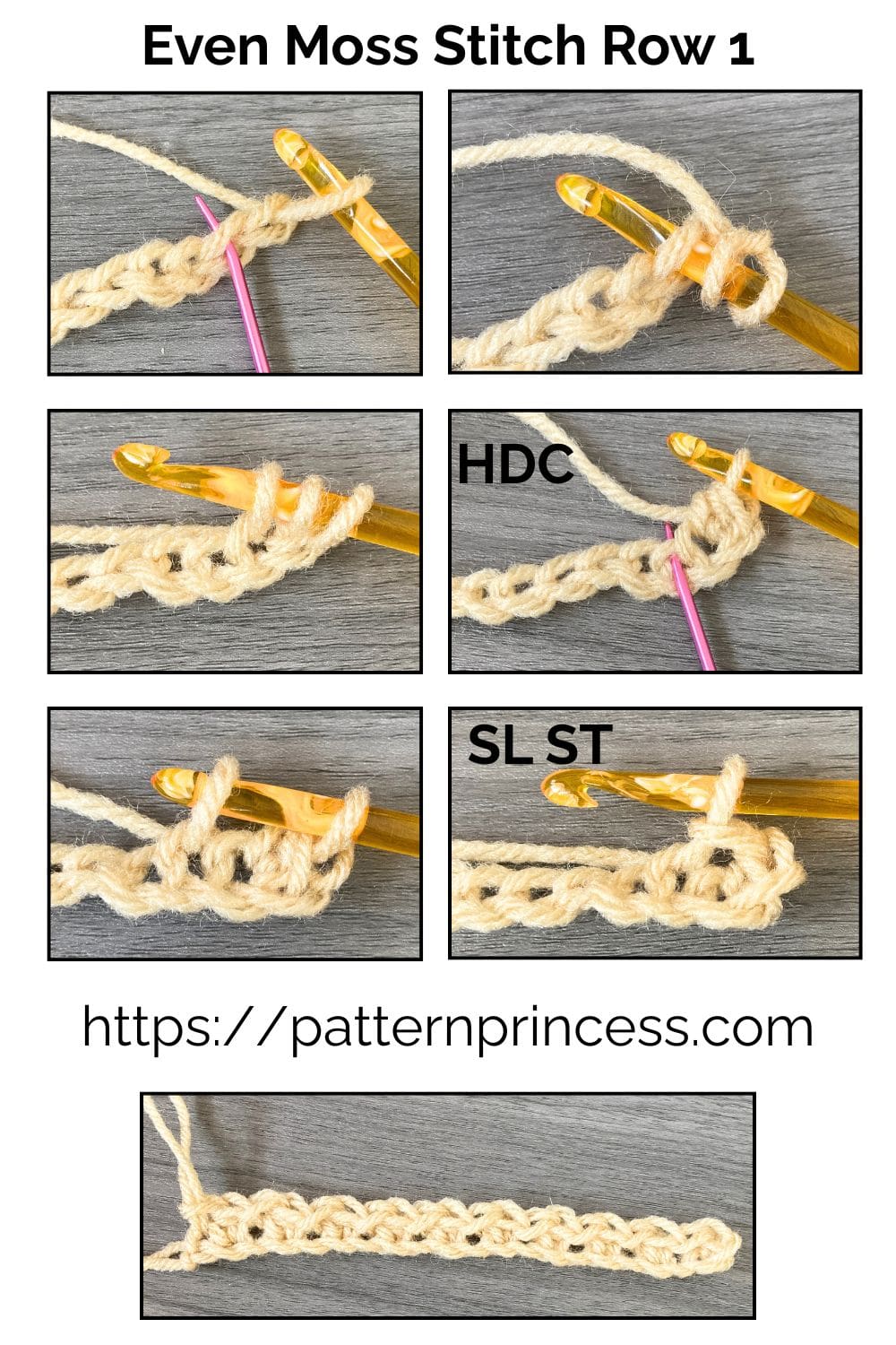 Even Moss Stitch Row 1