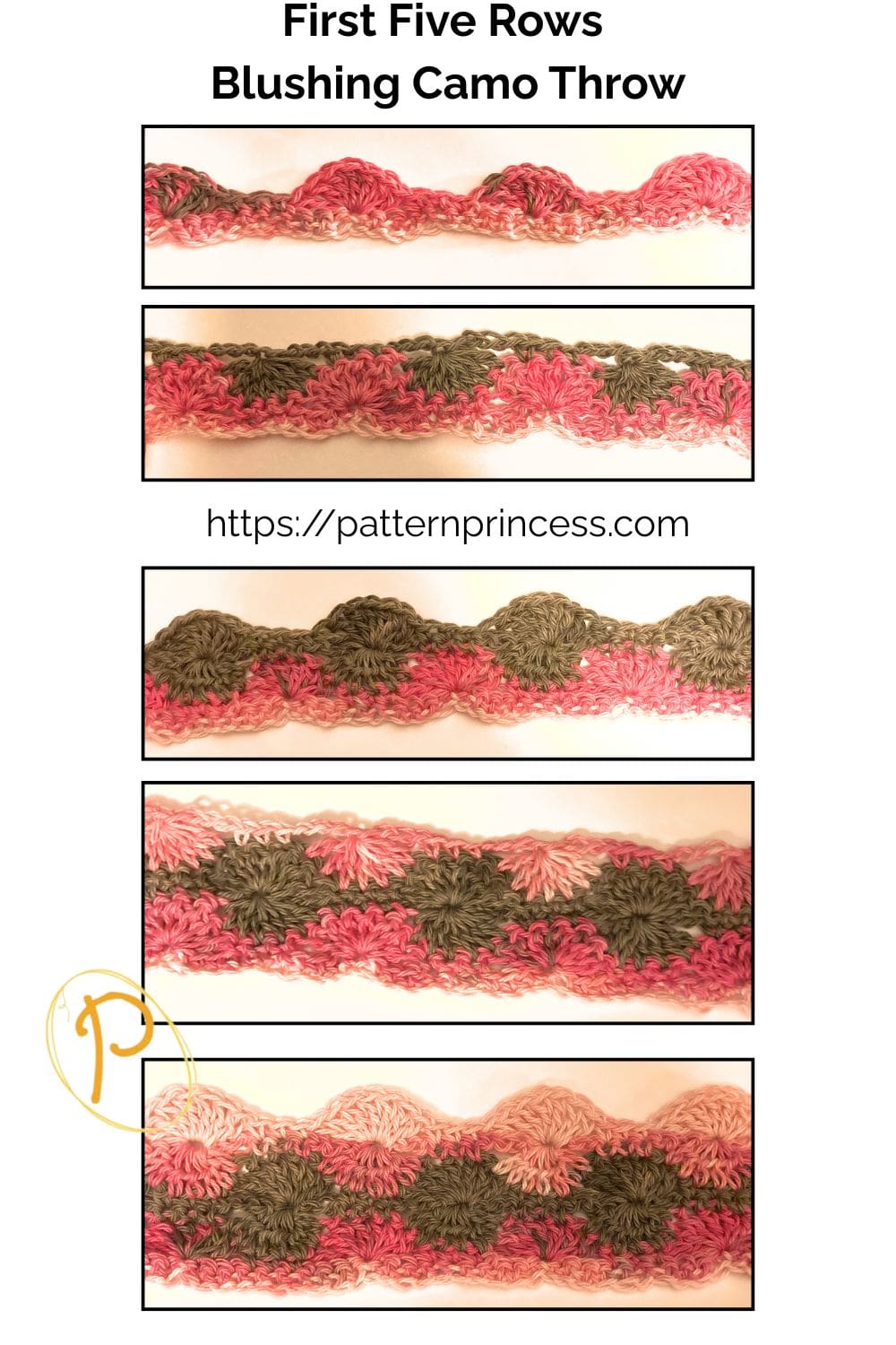 First Five Rows Blushing Camo Throw