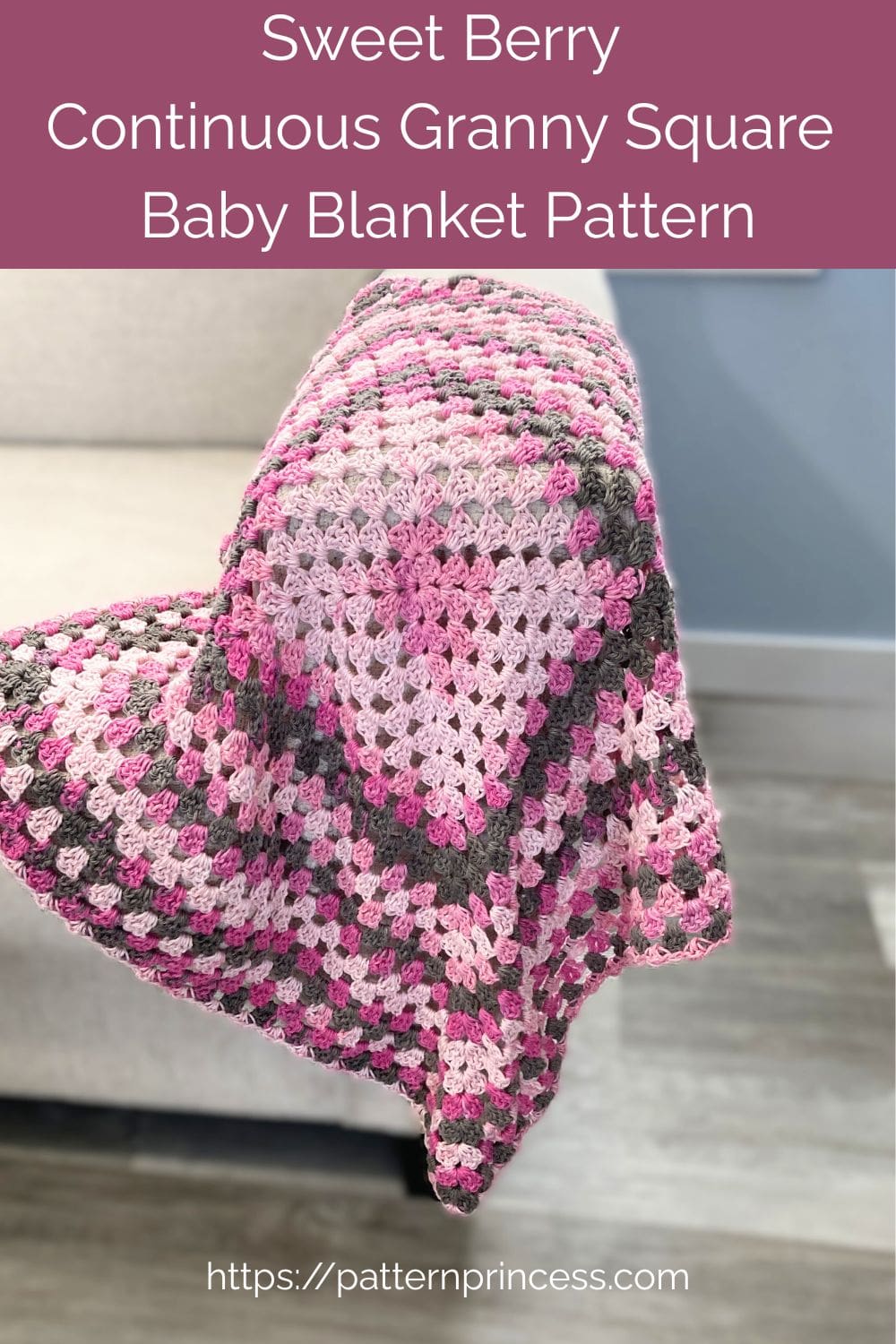 Sweet Berry Continuous Granny Square Baby Blanket Pattern