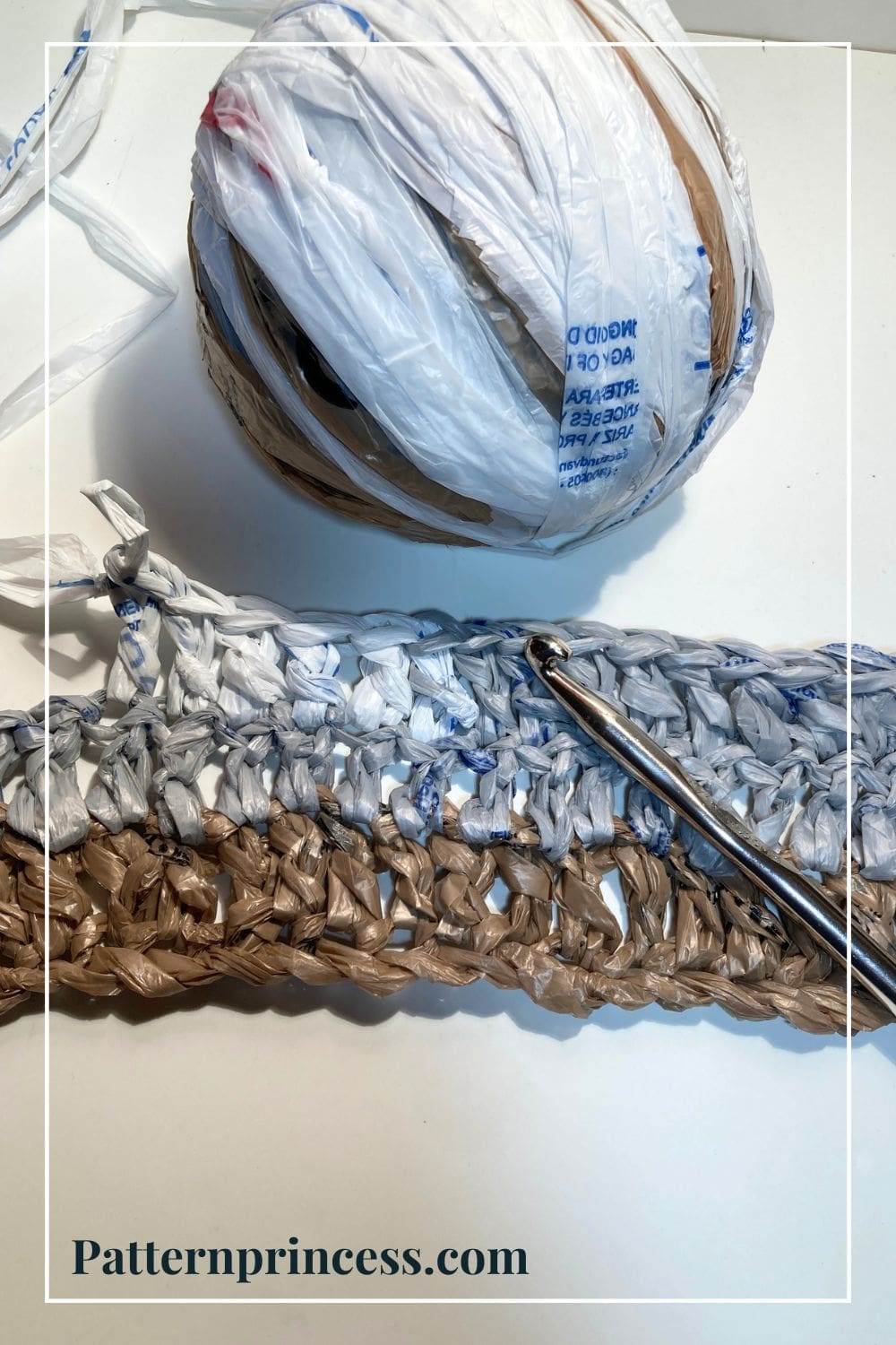 Double Crochet Stitches with Plastic Yarn