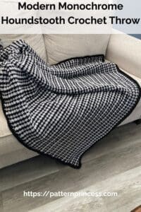 Modern Monochrome Houndstooth Crochet Throw