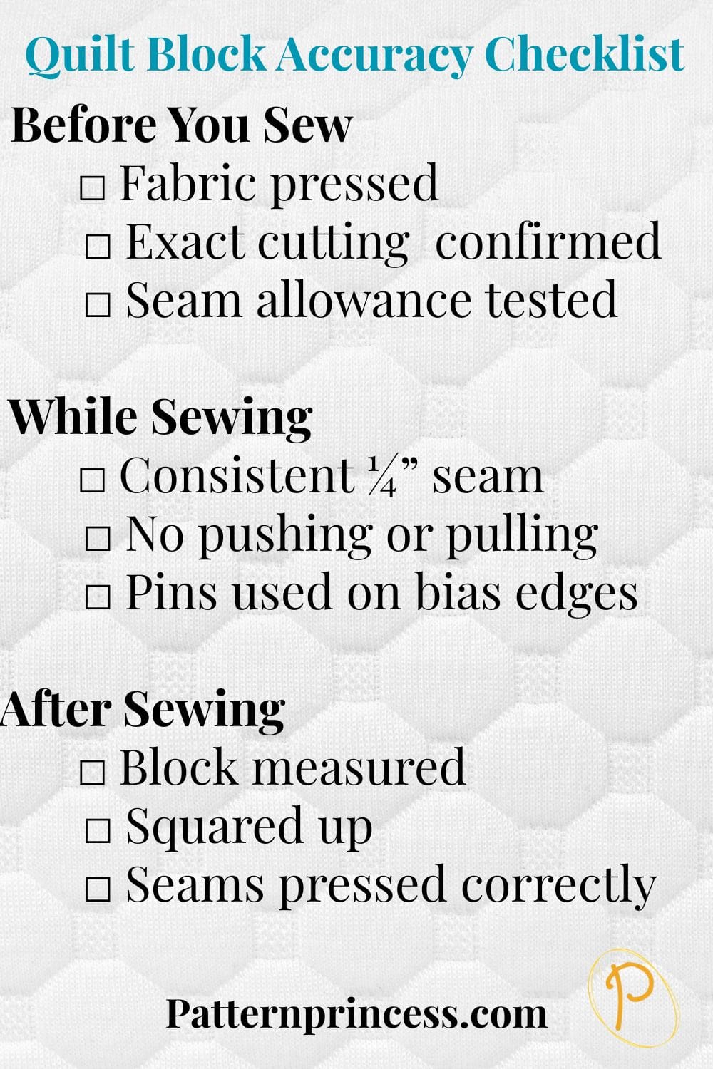 Quilt Block Accuracy Checklist